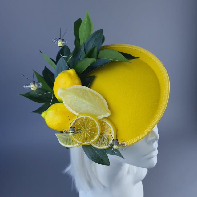 "Ludo" Yellow Lemon & Bees Fascinator Hat