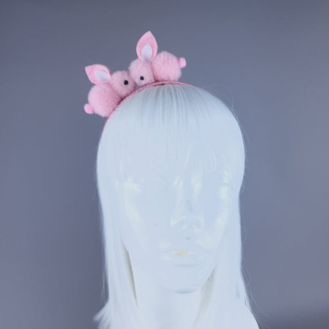 "Pompom" Pink Bunny Rabbit Glitter Headband