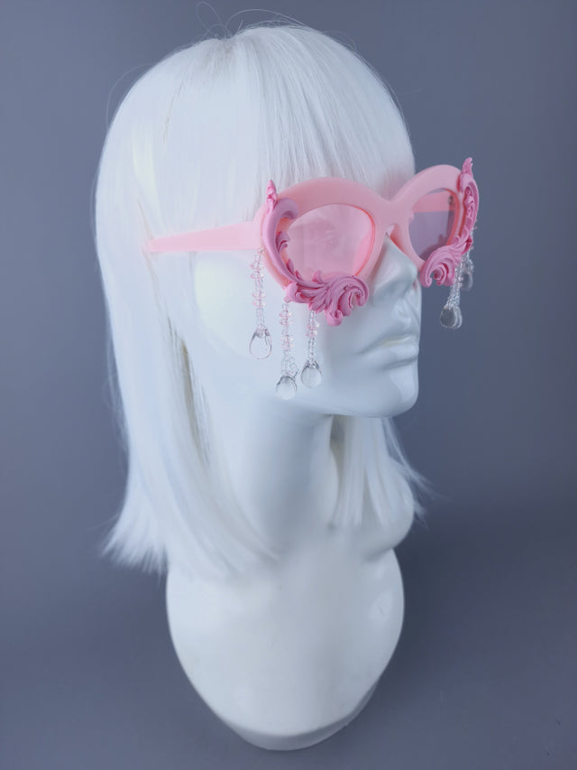 "Fianna" Pink Filigree Beading Sunglasses