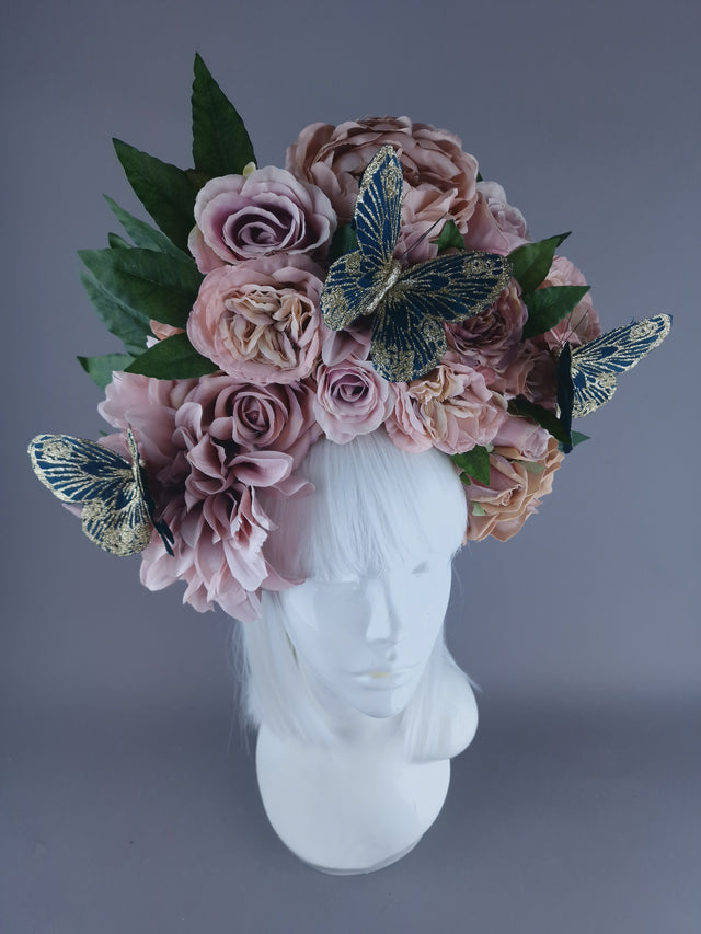 "Villa" Dusky Pink with Butterfly Headdress