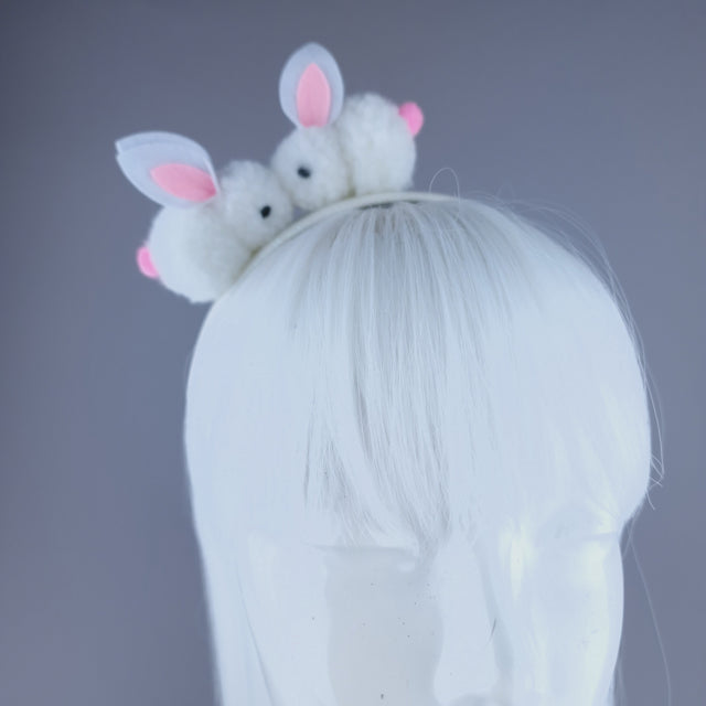 "Pompom" White Bunny Rabbit Glitter Headband