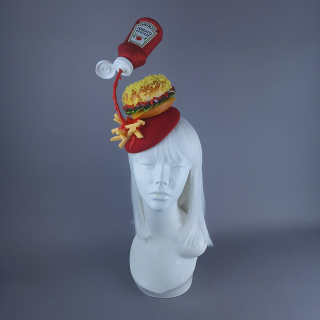 "Munchies" Burger & Chips Food Fascinator Hat Headdress