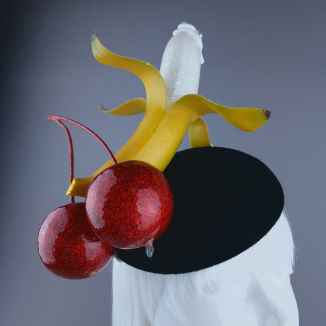 "Misbehave" Glittered Giant Cherries & Banana Food Fascinator Hat