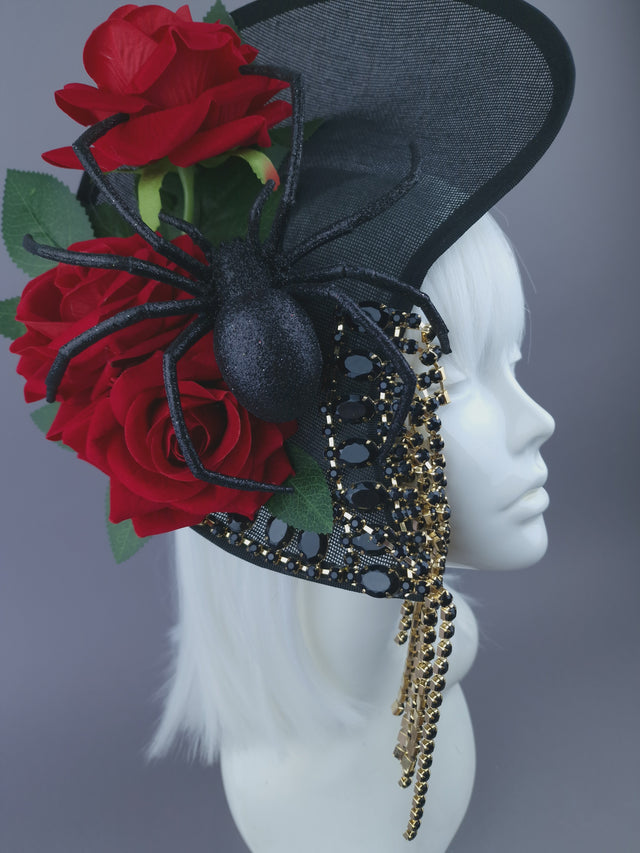 "Melisandre" Black Spider & Rose Hat