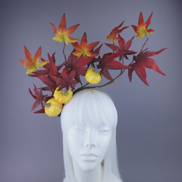 Pearls & Swine: Autumnal Headdress with Leaves & Pumpkin "Airi"