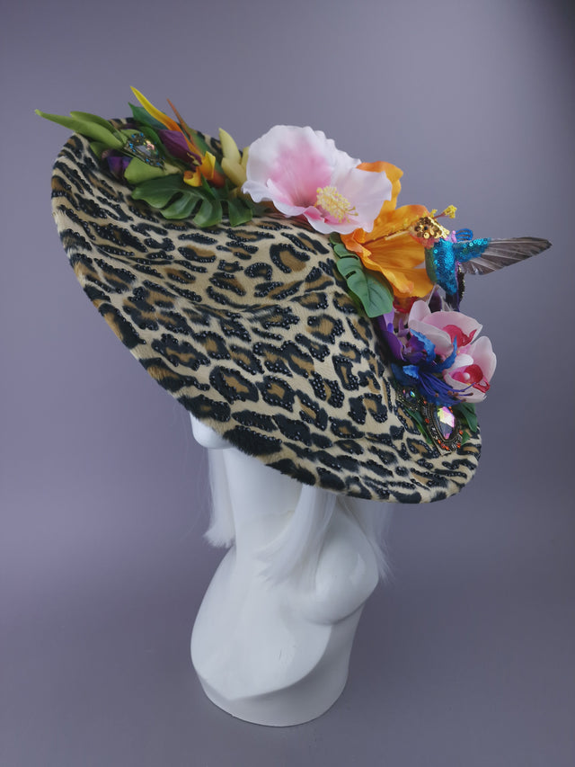 Pearls & Swine: Bespoke Commission Tropical Flower Leopard Print Hat
