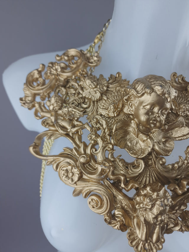 "Celestina" Gold Cherub & Filigree Harness Body Jewellery.