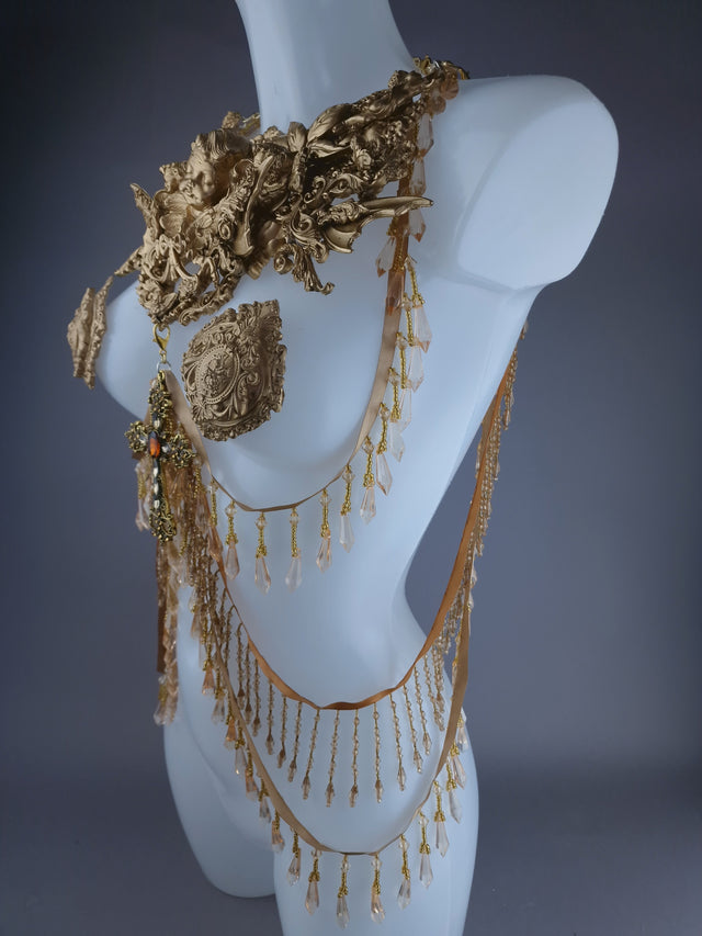 "Holy" Gold Filigree Cherub Body Jewellery Harness