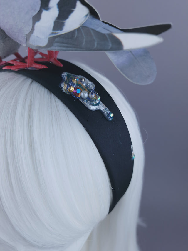 "Wabi-Sabi" Whimsical Pigeons in Love Poop Headband