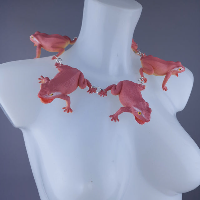 "Ribbit" Large Pink Frog Neckpiece