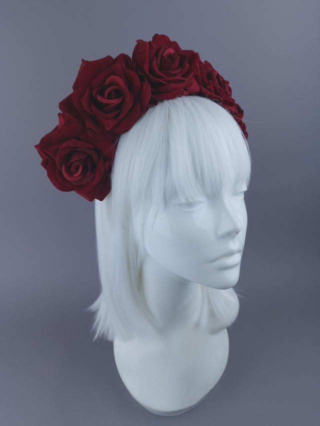 SAMPLE! Red Rose Flower Headdress & Neckpiece