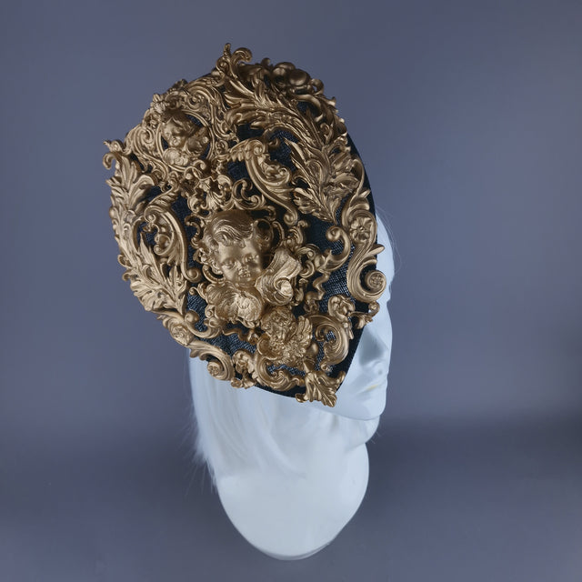 "Ataullah" Gold Filigree & Cherub Fascinator Hat