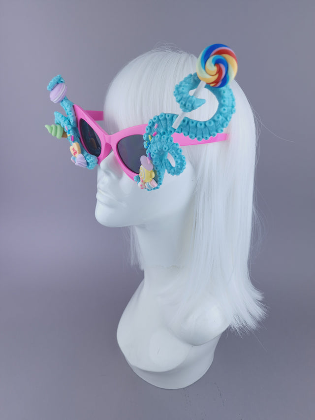 Pearls & Swine: Pastel Blue Tentacle Candy Sweets Sunglasses "Sugarie"