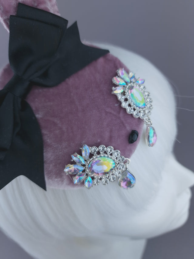 Pearls & Swine: Pink Rabbit Ear Mini Fascinator "Sad Bunny"