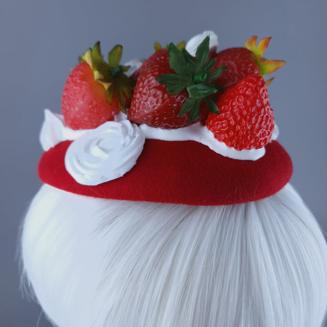 "Fragaria'" Strawberries & Cream Food Fascinator Hat