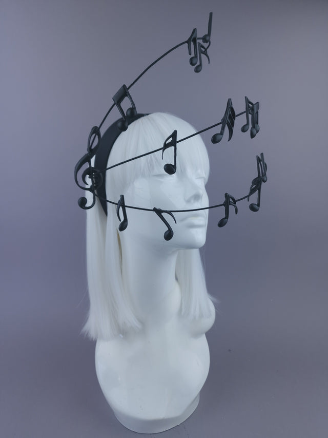 Pearls & Swine: Black Musical Notes Headpiece "Song"