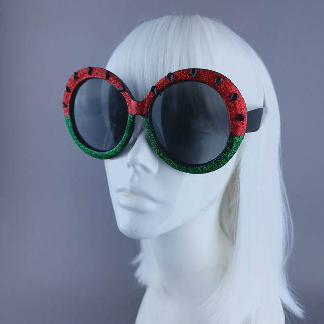 "Ceasefire" Watermelon Oversized Round Sunglasses