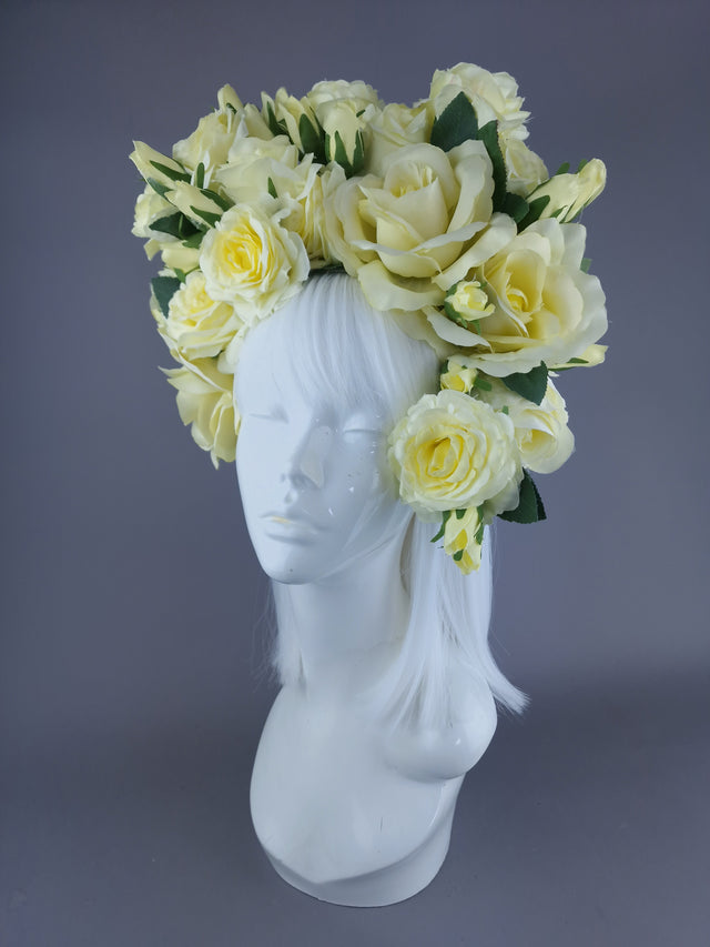 "Lili" Pastel Lemon Yellow Flower Headdress