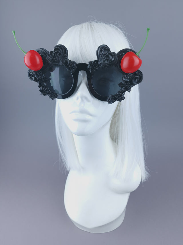 Pearls & Swine: Black Frosting Icing Cherry Sunglasses "Fondant"
