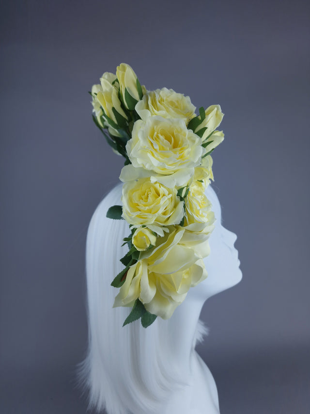 "Lili" Pastel Lemon Yellow Flower Headdress