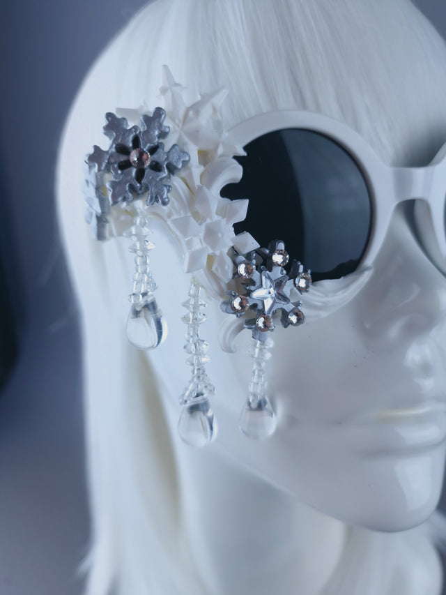 "Neve" White Snow Flake Jewel Sunglasses