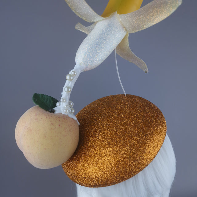 "Peaches & Cream" Glittered Banana Food Fascinator Hat