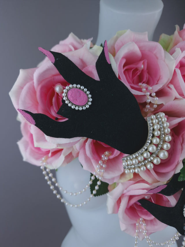 Pearls & Swine: Sexy Pink Roses & Pearls Neckpiece "WAP"