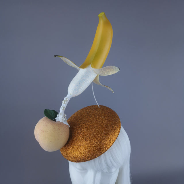 "Peaches & Cream" Glittered Banana Food Fascinator Hat