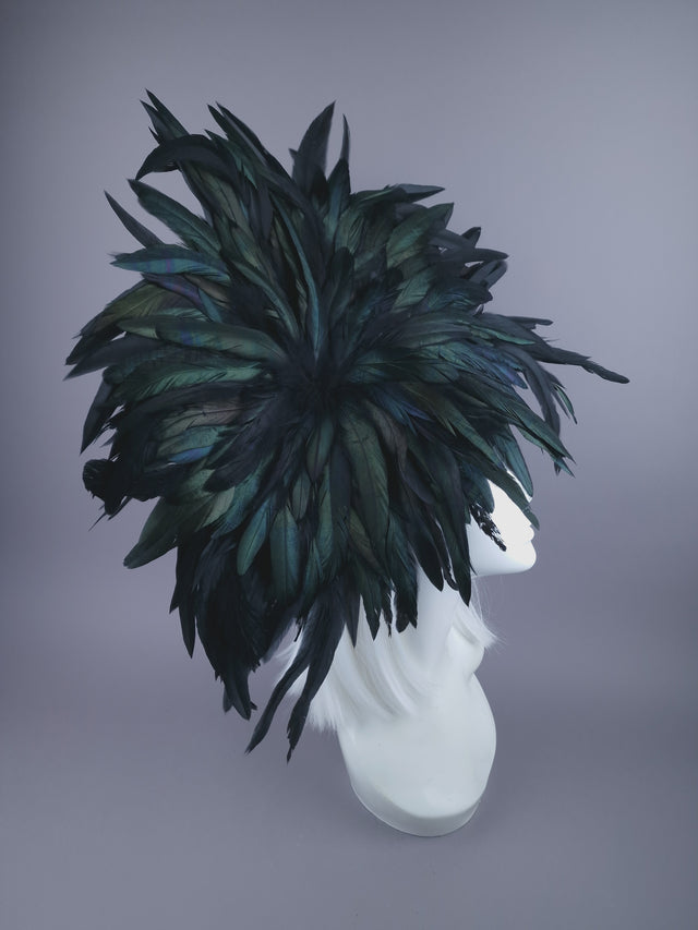 Pearls & Swine: Black Feather Headdress Hat "Fleurir"