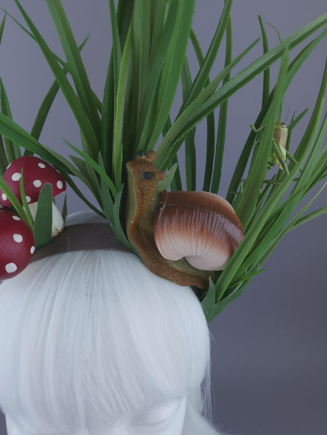 "Small World" Snail, Grass, Mushroom Headpiece