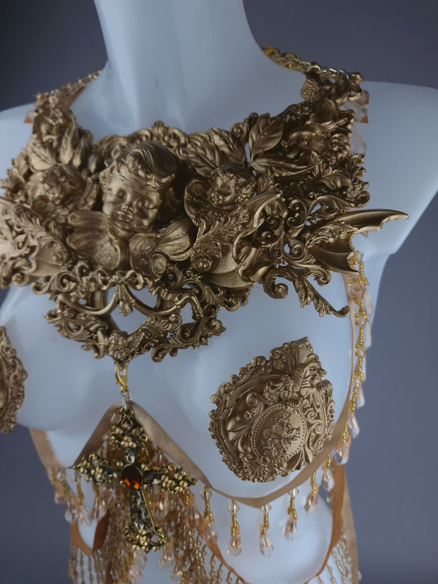 "Holy" Gold Filigree Cherub Body Jewellery Harness