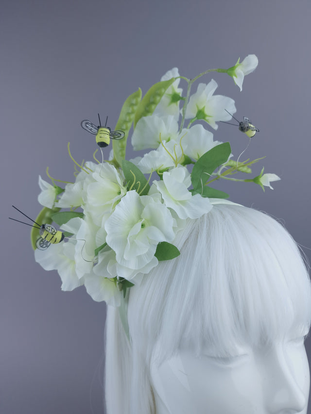 "Sweetpea" Sweet Pea Flowers, Pods & Bees Headdress