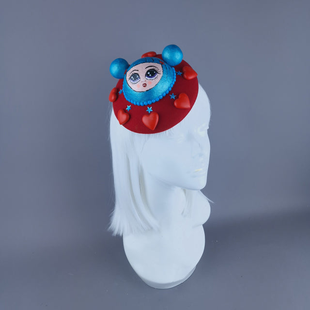 "Doodle" Dollface & Heart Fascinator Hat