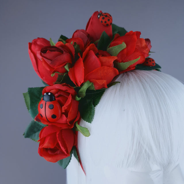 "Ladybug" Red Rose & Ladybird Flower Headdress