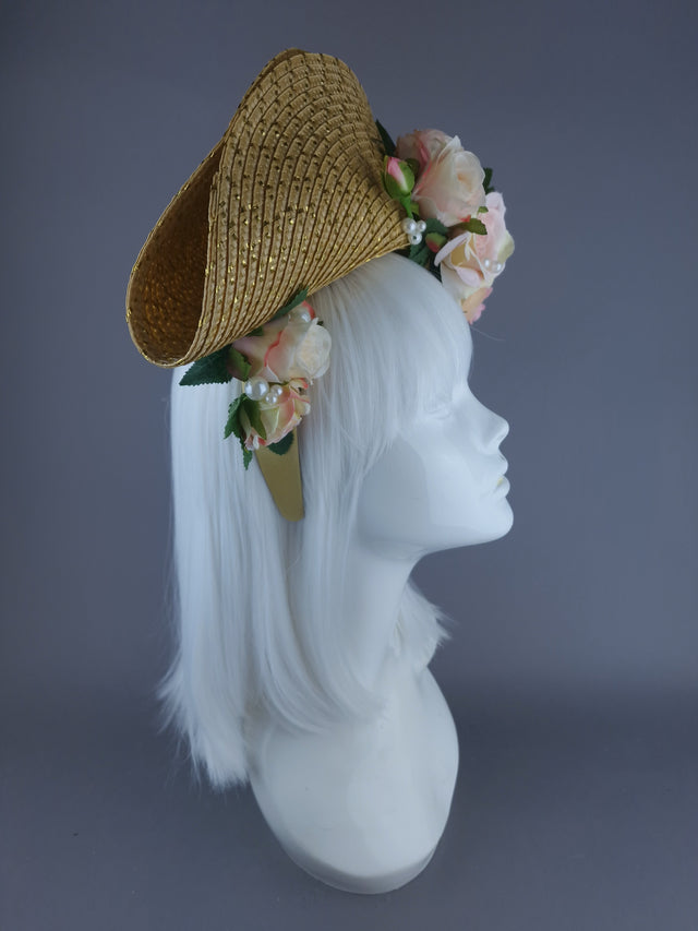 "Grace O'Malley" PInk Pirate Rose & Pearl Fascinator Hat