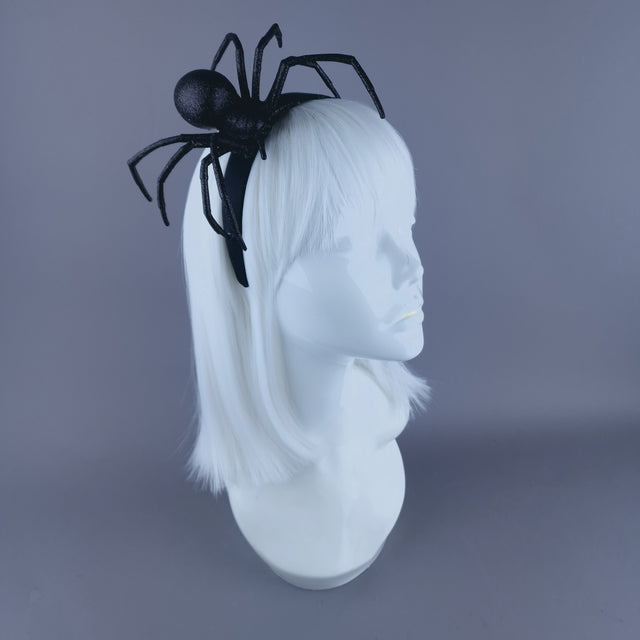 "Charlotte" Black Glitter Spider Headpiece