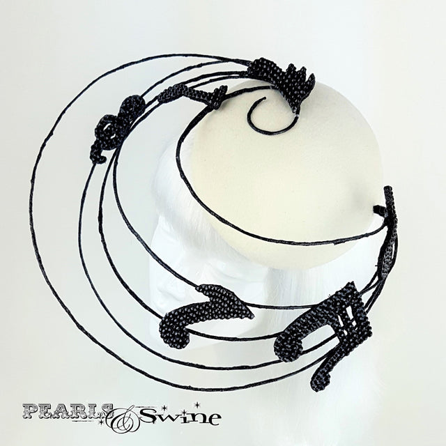 Hand blocked music notes hat