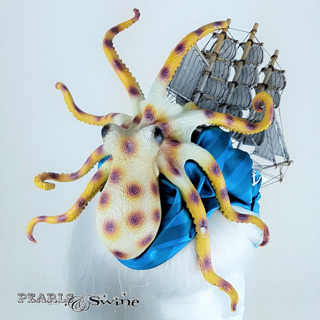 Silver ship and kraken hat