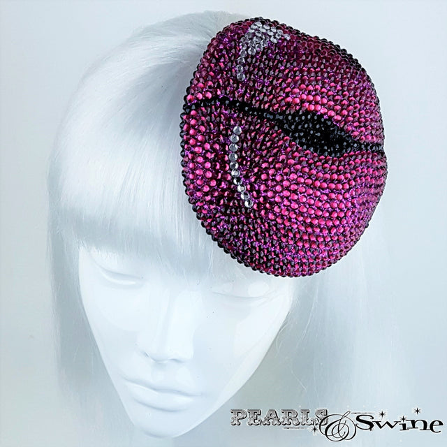 Fuchsia Pink Crystal Lips Hat "L'Amour"