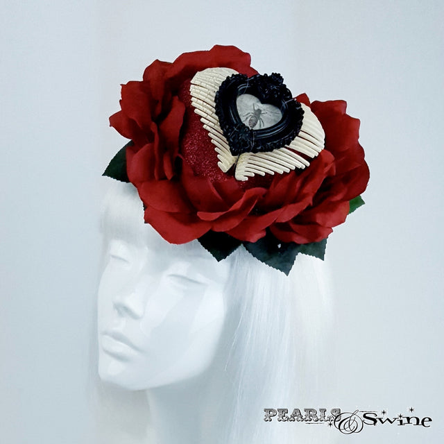 Red Rose Heart and Bee Hat