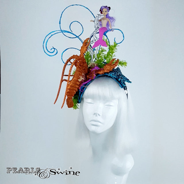 Surreal Lobster and Mermaid Hat