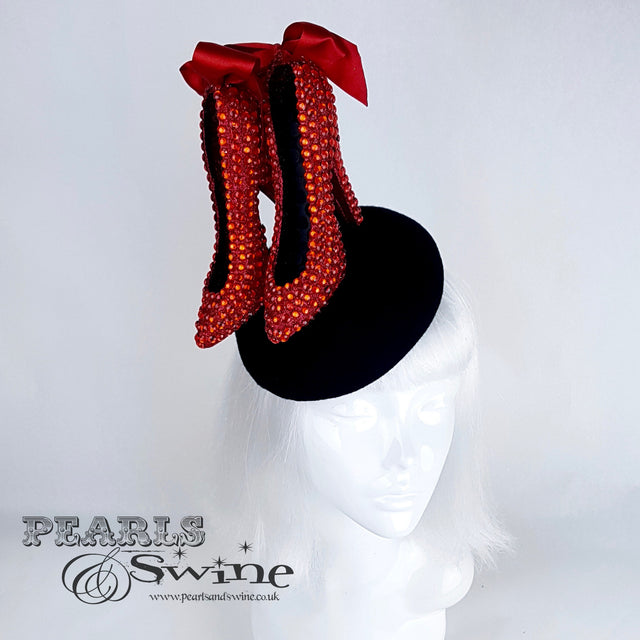unique red glitter fascinator hat