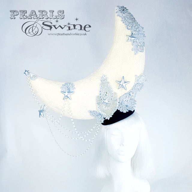 "Selenophile" OTT Glittery Pearl Moon Hat