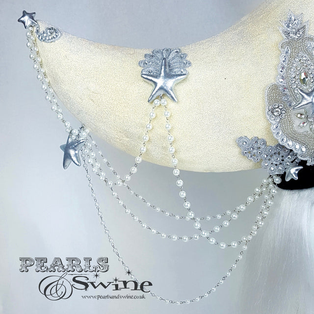 "Selenophile" OTT Glittery Pearl Moon Hat