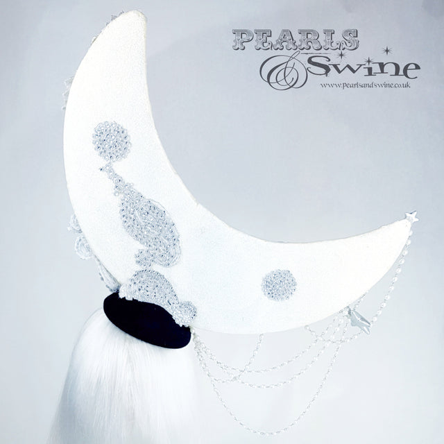 "Selenophile" OTT Glittery Pearl Moon Hat