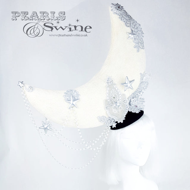 "Selenophile" OTT Glittery Pearl Moon Hat