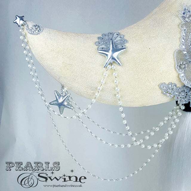 "Selenophile" OTT Glittery Pearl Moon Hat