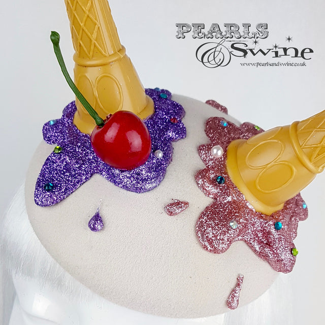 "Oopsie" Dropped Ice Cream Crystal Cherry Hat