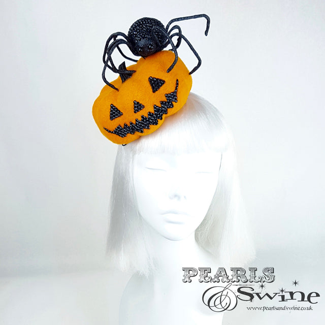 "The Witching Hour" Pumpkin and Spider Hat