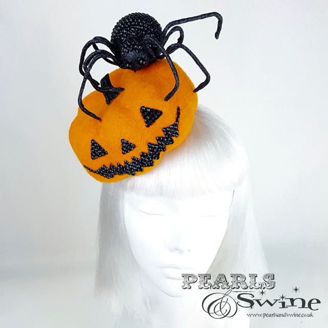 "The Witching Hour" Pumpkin and Spider Hat